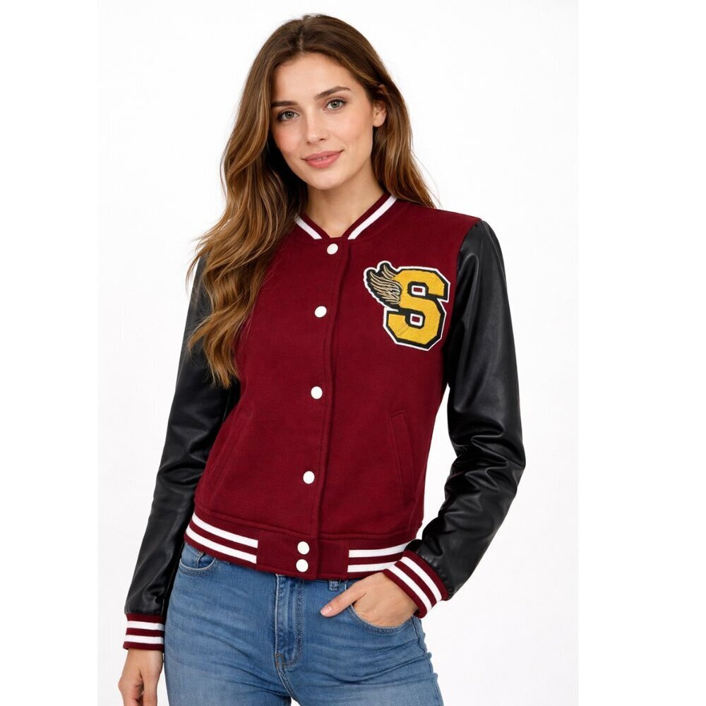 SOUTH POLE Women's Burgundy Button Front Wings Jacket - Size Small - NWT $50